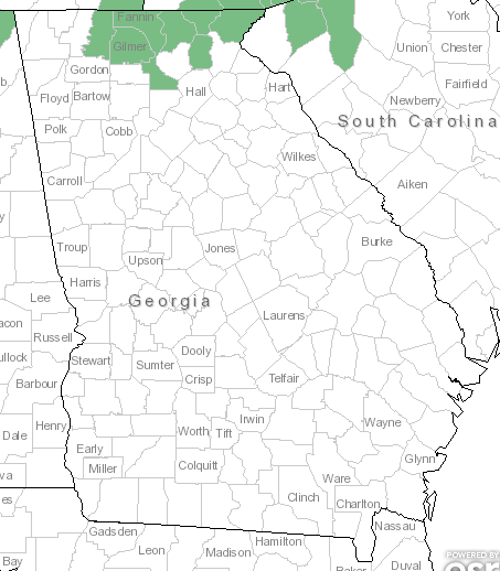 The Georgia range of Asclepias exaltata
